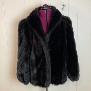 Vintage Dark Brown Faux Fur Coat 12 Luxurious Classy Jacket